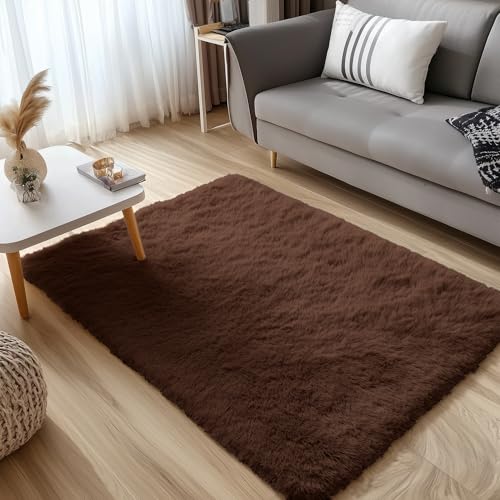 3x5 Machine Washable Small Bedside Rug (3x5 Ft / Coffee)