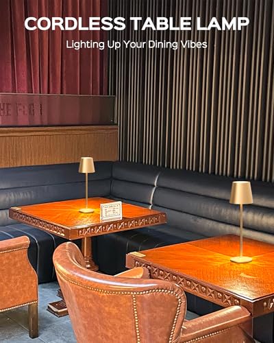 Cordless Lamps (2 Pack-Round Base / Gold)