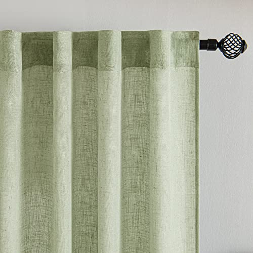 Sage Green Kitchen Curtain 24 Inches Length 2 Panels Farmhouse (Sage Green / 26"W x 24"L (Pack of 2))