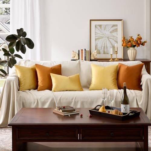 Yellow Velvet Pillow Covers 26x26 Decorative Pillows Pack of 2 (Yellow / 26" x 26" (Pack of 2))