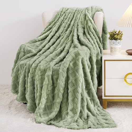 Fleece Throw Blanket for Couch Sofa 60"x80" Sage Green (Sage Green / Twin(60×80in))