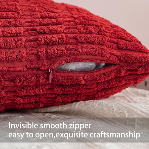 Pack of 2 Corduroy Decorative Throw Pillow Covers 12x20 Inch (Red / 20" x 12" (Pack of 2))