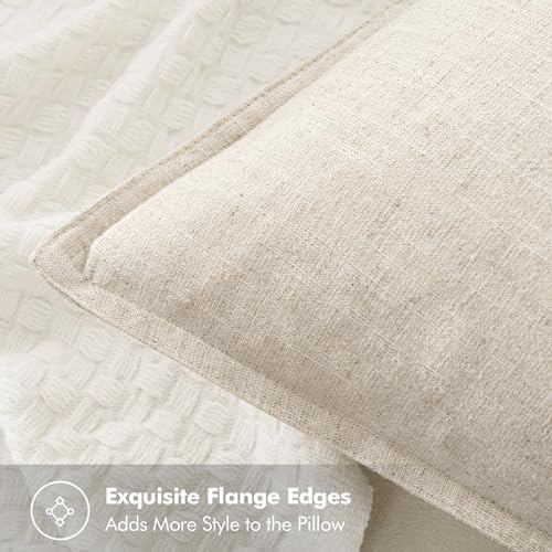Beige Boho Linen Decorative Pillow Covers 24x24 Inch Pack of 4 (24" x 24" (Pack of 4) / Beige)