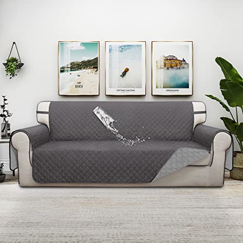 Double Protection 100% Waterproof Sofa Covers for Living Room (Gray/Light Gray / Sofa X Large)