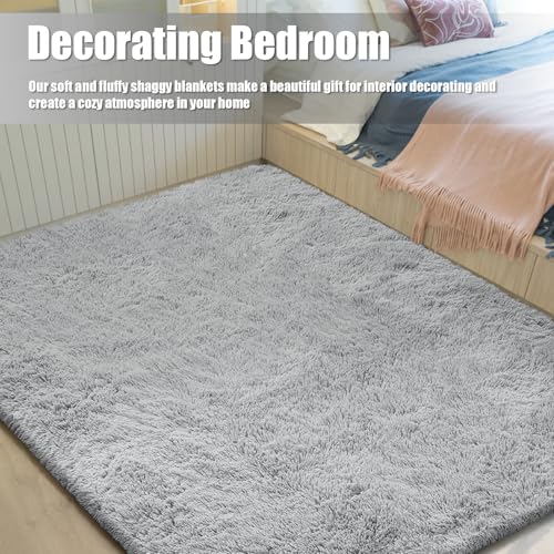 9x12 Fluffy Area Rugs for Living Room Bedroom (Grey / 9' x 12' (Rectangular))