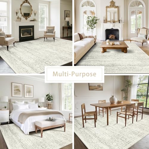 Washable Rugs 9x12 Area Rug for Living Room (9' x 12' (Rectangular) / Beige-green-grey)