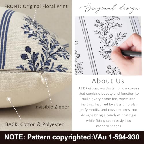 Vintage Throw Pillow Covers 26x26 Set of 2 (Indigo Blue / 26" x 26" (Pack of 2))