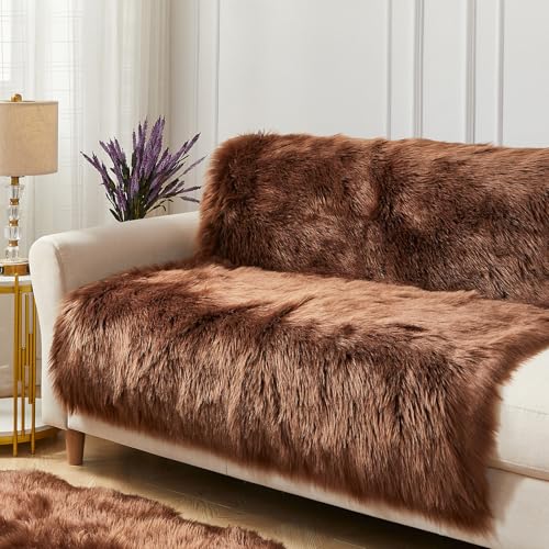 Faux Fur Sheepskin Rug for Living Room (4' x 6' (Rectangular) / Coffee)