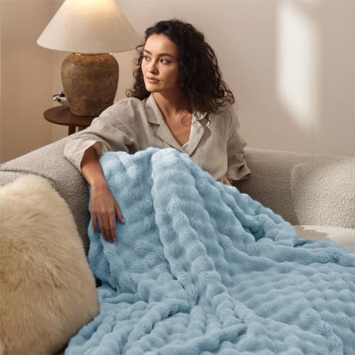 Cloud Bubble Soft Throw Blanket for Couch (Light Blue / Throw (50" X 60"))