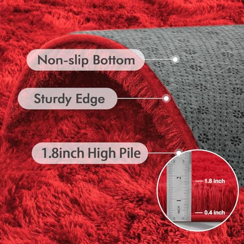 8x10 Ft Extra Large Shag Rugs for Living Room (CD Red / 8' X 10' (Rectangular))