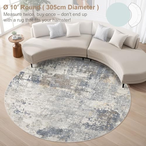 10ft Round Area Rug Living Room Rugs (Blue Grey / 10' (Round))