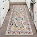HEBE Hallway Runner Rug 2'x6' (Floral Beige / 2' x 6' (Rectangular))