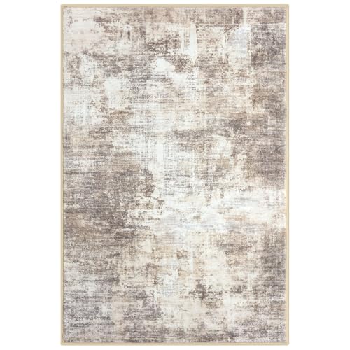 Small Abstract Area Rug 2x3 Ft Entryway Rugs Washable Door Mat Indoor Entrance (Gold/Yellow/Brown/Beige/White / 2' x 3' (Rectangular))
