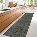 Dark Green Washable 2x8 Runner Rug Non Slip for Kitchen (Dark Green / Black / 2' x 8' (Runner))