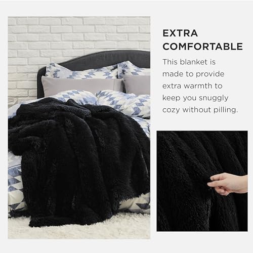 Faux Fur Fluffy Sherpa Fleece Queen Bed Blanket Black 60"x80" (07- Black / Queen (90" X 90"))