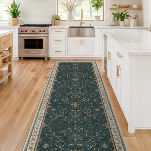 Vintage Dark Green 2x10 Hallway Runner Rug (2' x 10' (Runner) / Dark Green)