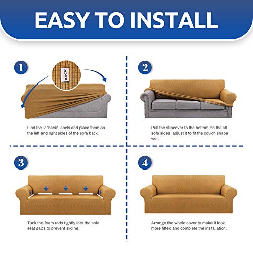 Stretch Loveseat Couch Cover (Golden / Medium)