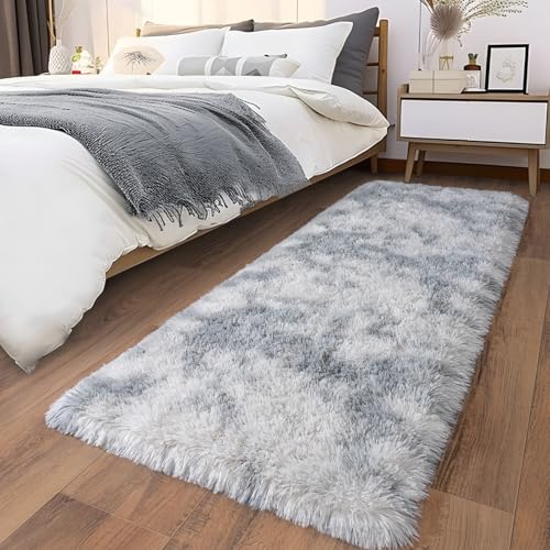 Ultra Soft Runner Rugs with Upgraded Non (2' x 6' (1 pc) / Tie-dye Light Grey)