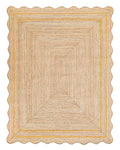 Wave Scalloped Natural Jute Rug Boho Jute Rug Entryway Runner Rug Farmhouse Scallop Rug (Yellow / 5'x7' (Rectangular))