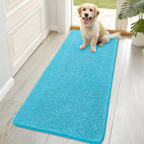 Dog Door Mat for Muddy Paws 70x32 (Aqua Blue / 70" X 32")