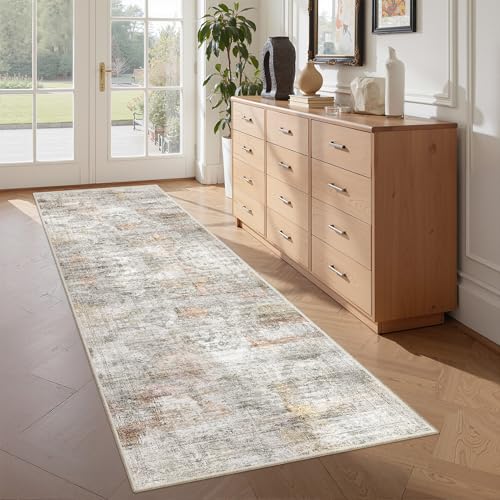 2x5 Rug Runners for Hallways Non Slip (Grey/Rust / 2' x 5' (Runner))