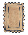 Scallop Pattern Jute Bohemian Area Rug (8'x10' (Rectangular) / Navy)