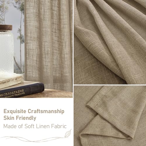 Semi Sheer Linen Curtains 36 Inch Length for Cafe Half Window (Taupe / 25"W x 36"L (Pack of 2))