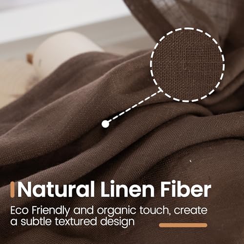 Brown Linen Curtains 80 Inches Long for Living Room (Brown / 52"W x 80"L (Pack of 2))