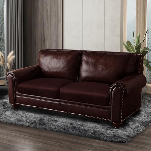 Leather Look Couch Cushion Covers Sofa Seat Slipcovers Sets Couches Furniture Protector for Sectional Armchair Loveseat Pets Kids Stretch Spandex Fabric (2 Cushion Loveseat / Burgundy)