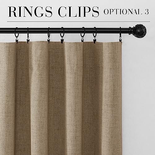 Burlap 100% Blackout Linen Curtains 72 Inch Long for Bedroom (Burlap / 52"W x 72"L (Pack of 2))