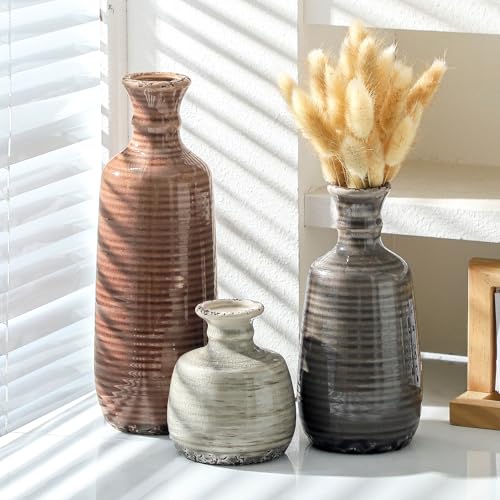 Ceramic Vases Set of 3 (011 - Brown)