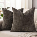 Textured Chenille Throw Pillow Covers 24x24 Set of 2 Dark Brown (Dark Brown / 24" x 24" (Pack of 2))