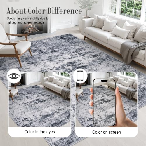 2.6x8 Washable Runner Rug：Modern Abstract Kitchen Soft Carpet Grey (Grey / 2'6" x 8' (Rectangular))