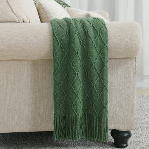 Green Throw Blanket 50x60 Inch Boho Knitted Soft Throw Sofa Blanket (Green / 50"x60")