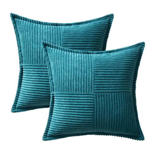 Decorative Throw Pillow Covers for Couch 16x16 Inch Teal Blue 2 Pack (Teal Blue / 16" x 16" (Pack of 2))