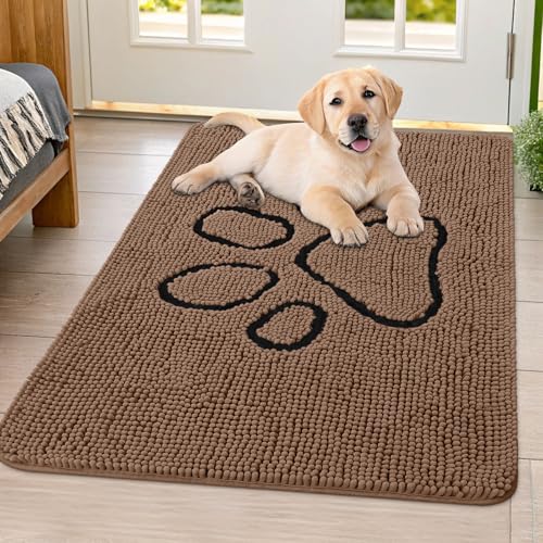 Dog Door Mat for Muddy Paws (40"X32" / Coffee and Black)