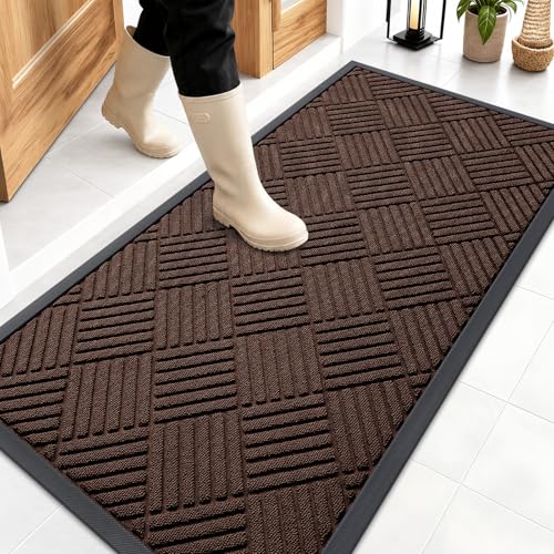Front Door Mat Outside Entrance 47x23 (47" X 23" / Brown Diamond)