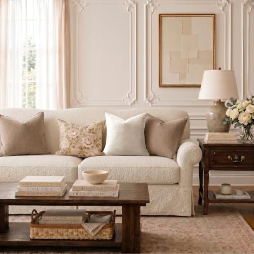 Velvet Pillow Covers 20x20 Decorative Pillows Pack of 2 Ivory (Ivory / 20" x 20" (Pack of 2))