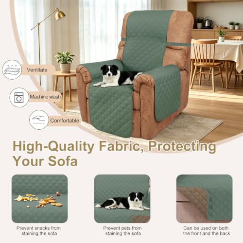 Reversible Recliner Chair Covers (Greyish Green/Taupe / 28'' Recliner)