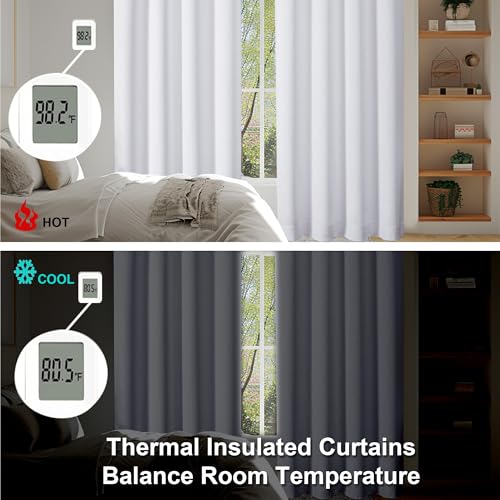 Ava Pure White Curtains for Bedroom 78 Inch Length 2 Panels Set (Pure White / 40"W x 78"L (Pack of 2))