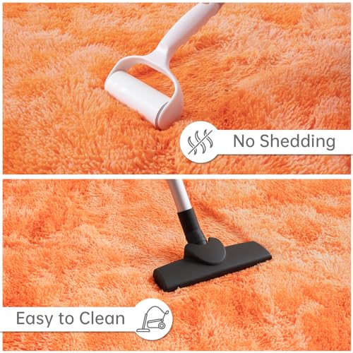 Fluffy Rug for Bedroom Living Room (4' x 6' / Orange)