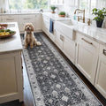 Hallway Washable Runner Rug (3' x 10' (Rectangular) / Black/Navy)