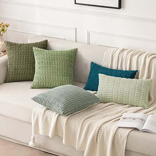 Euro Sham Corduroy Decorative Throw Pillow Covers 24x24 Grey Green (Greyish Green / 24" x 24" (Pack of 2))
