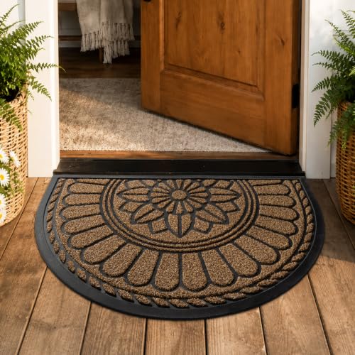 Half Round Door Mat (Brown / 2'8" x 3'11" (Semicircular))