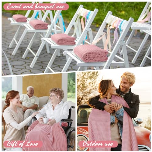 12 Pcs Flannel Blankets Bulk (Dusty Pink)
