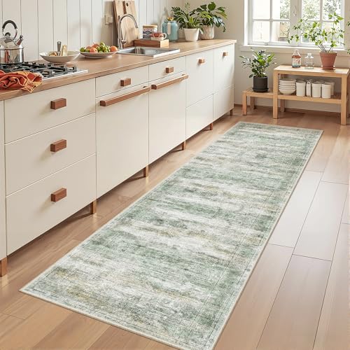 2x8 Runner Rug Non Slip (Green/Yellow/Ivory / 2' x 8' (Runner))