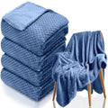 4 Pack Fleece Throw Blankets 50x60 Inches (Blue / Throw(50''x60''))