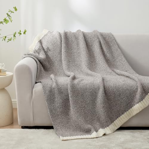 Grey Throw Super Soft Warm Oversized Fuzzy Plush Blanket (Heather Dark Grey / Throw-XL (50"x70"))