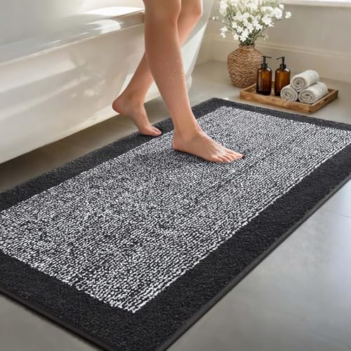 70x24 Bathroom Rugs Non Slip Washable (Dark Grey / 2' x 5'10" (Rectangular))