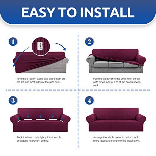 Stretch Couch Covers for Sofa (Wine / Large)